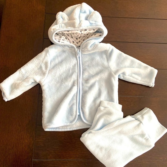 Rene Rofe 3-6 Months Baby Blue Set Hooded Full Zip Fleece/Velour Sweatshirt - Picture 1 of 4